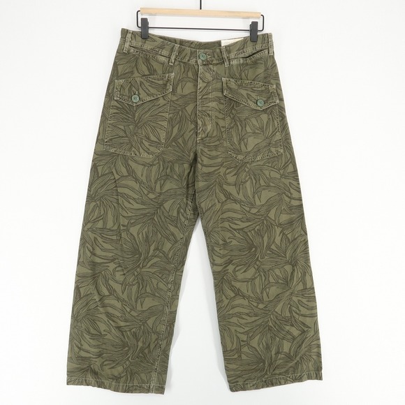 Citizens of Humanity Surplus Wide Leg Pants Palm Print Green Size 29‎ USA Made - Picture 1 of 10